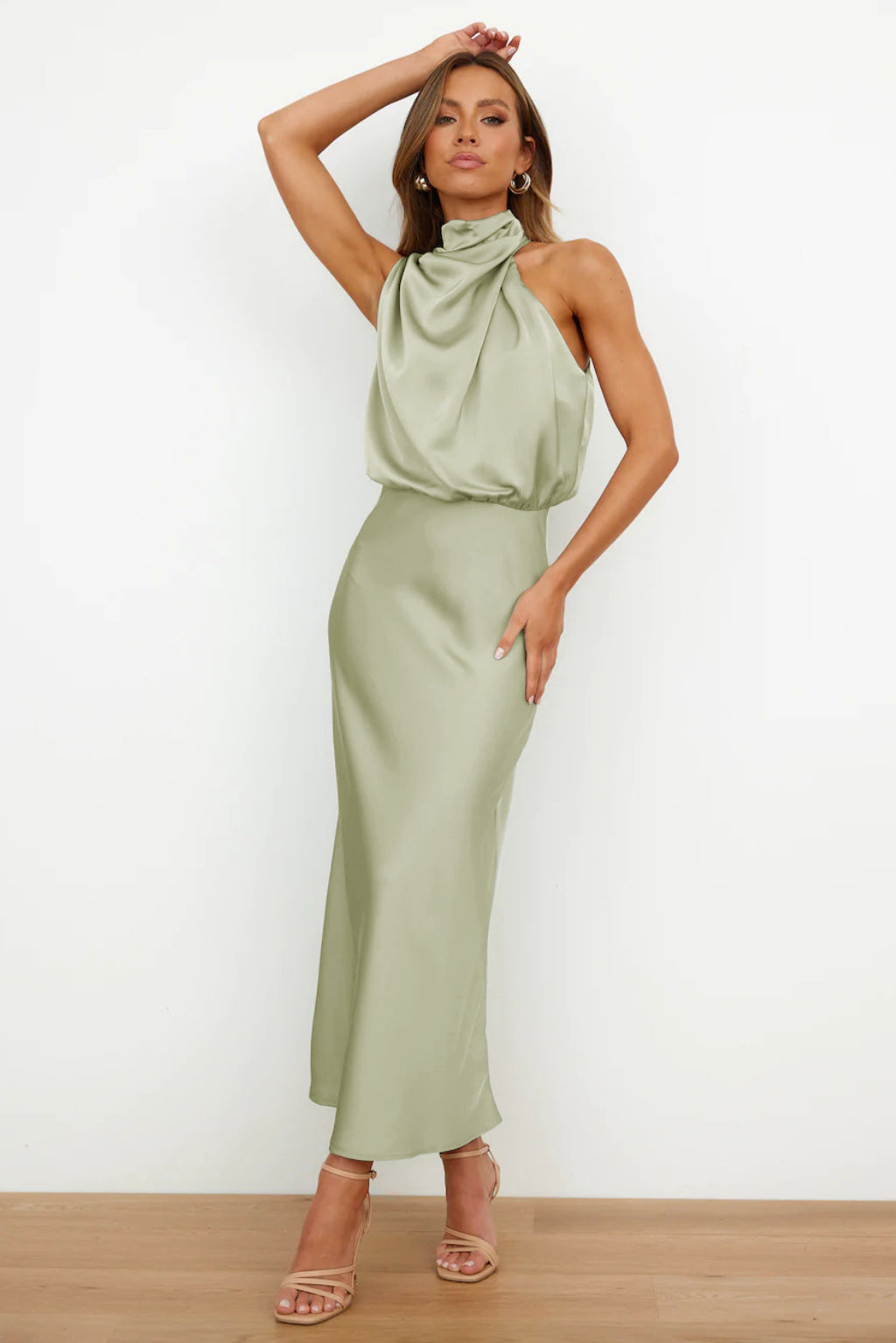 Madison | Satin Halter Maxi Dress