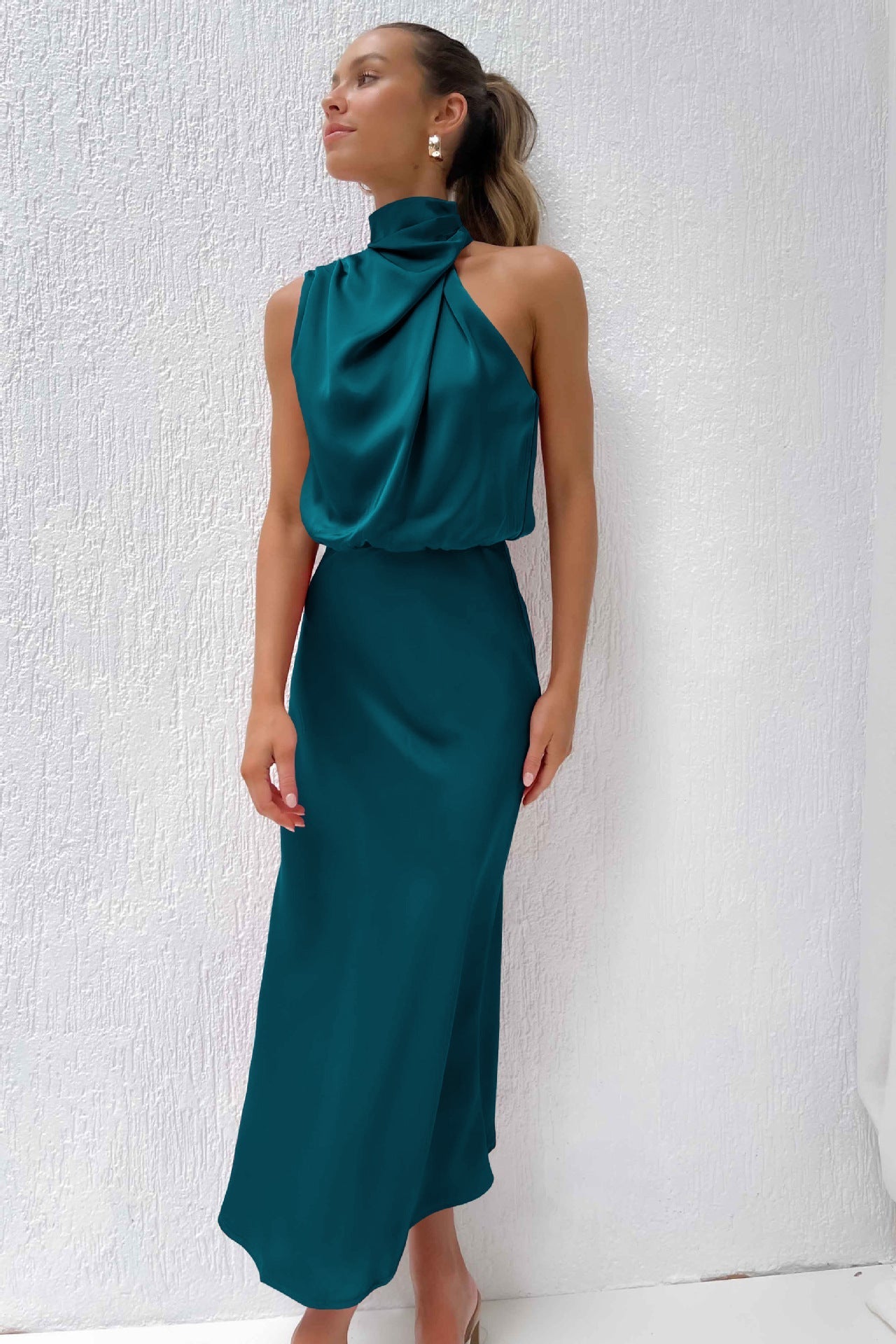 Madison | Satin Halter Maxi Dress