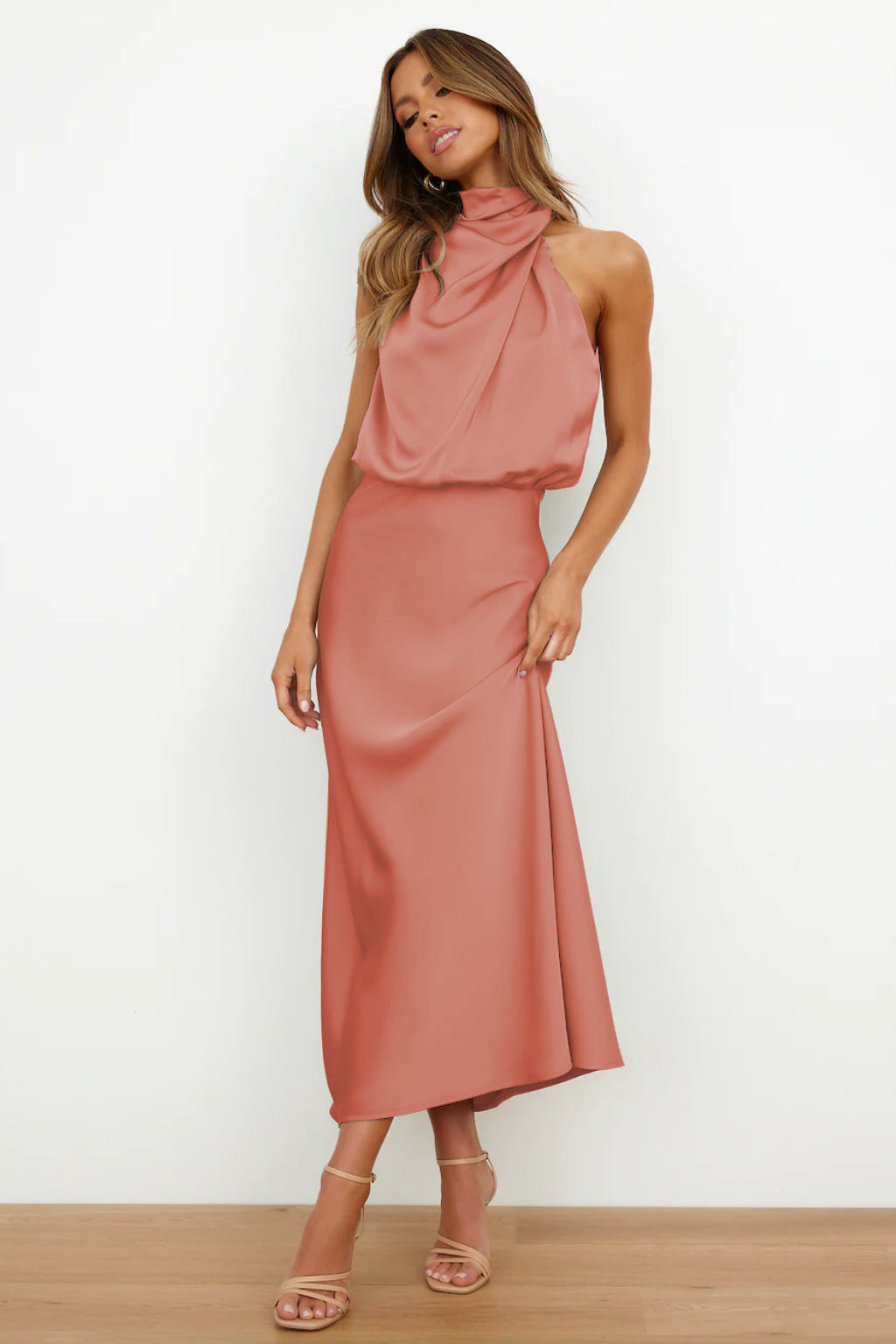 Madison | Satin Halter Maxi Dress