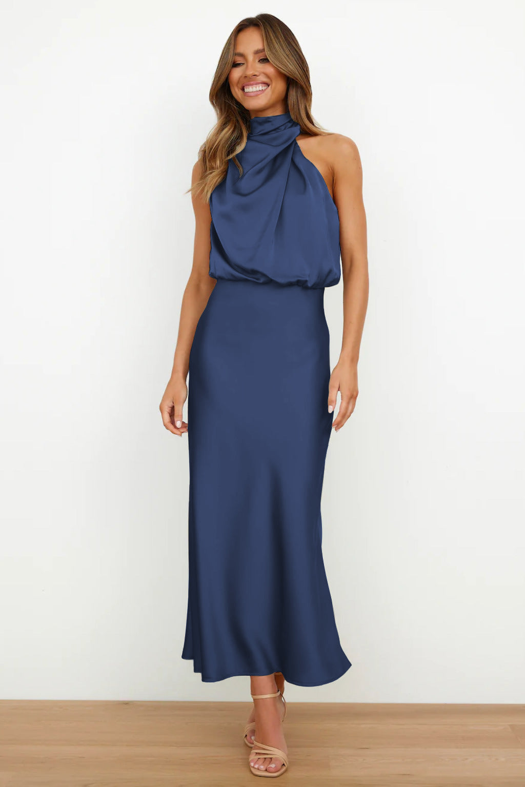 Madison | Satin Halter Maxi Dress