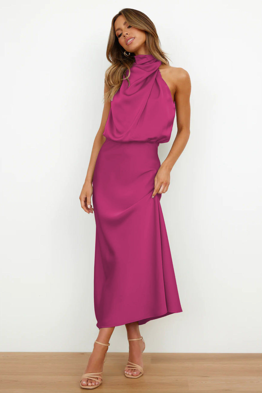 Madison | Satin Halter Maxi Dress