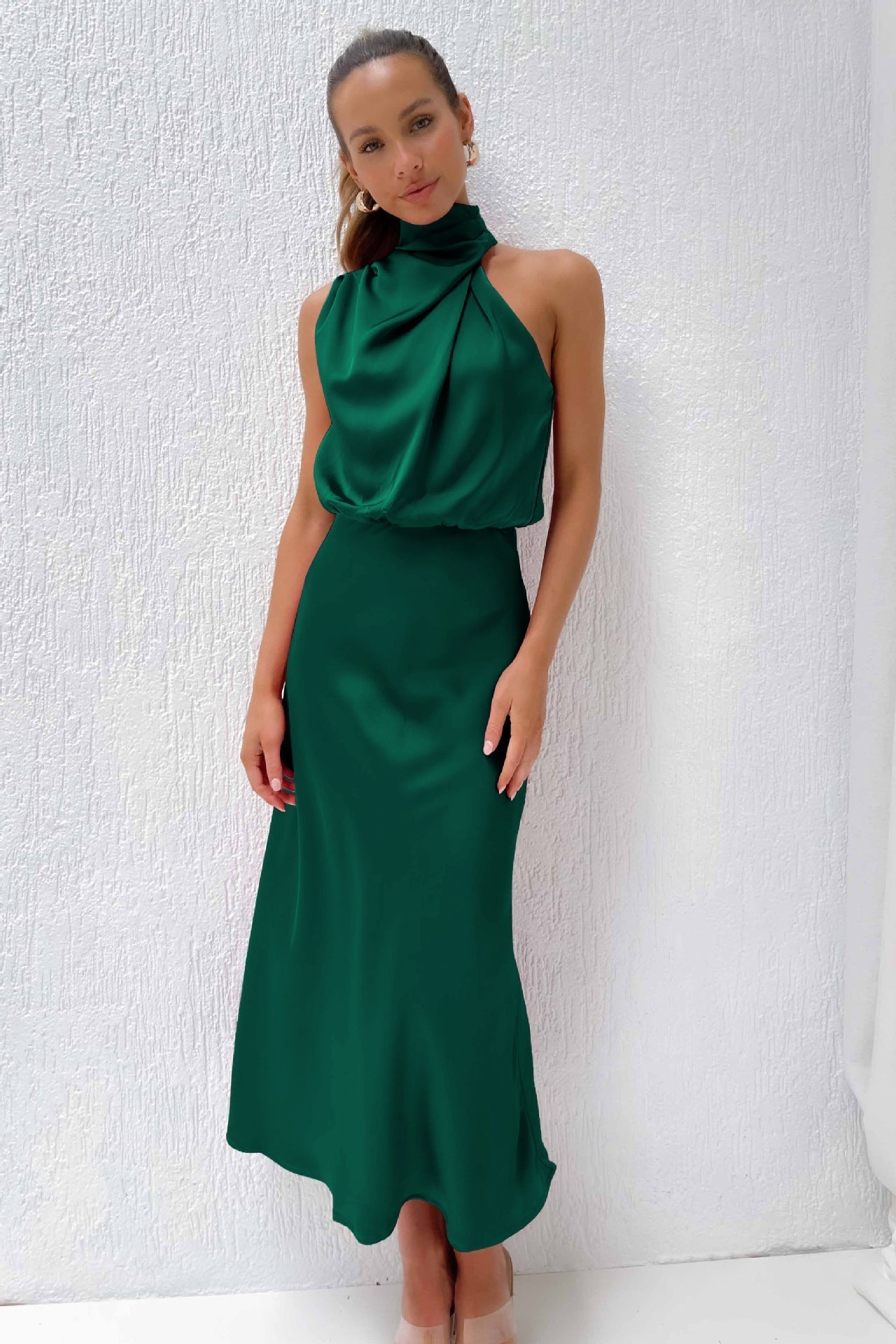 Madison | Satin Halter Maxi Dress