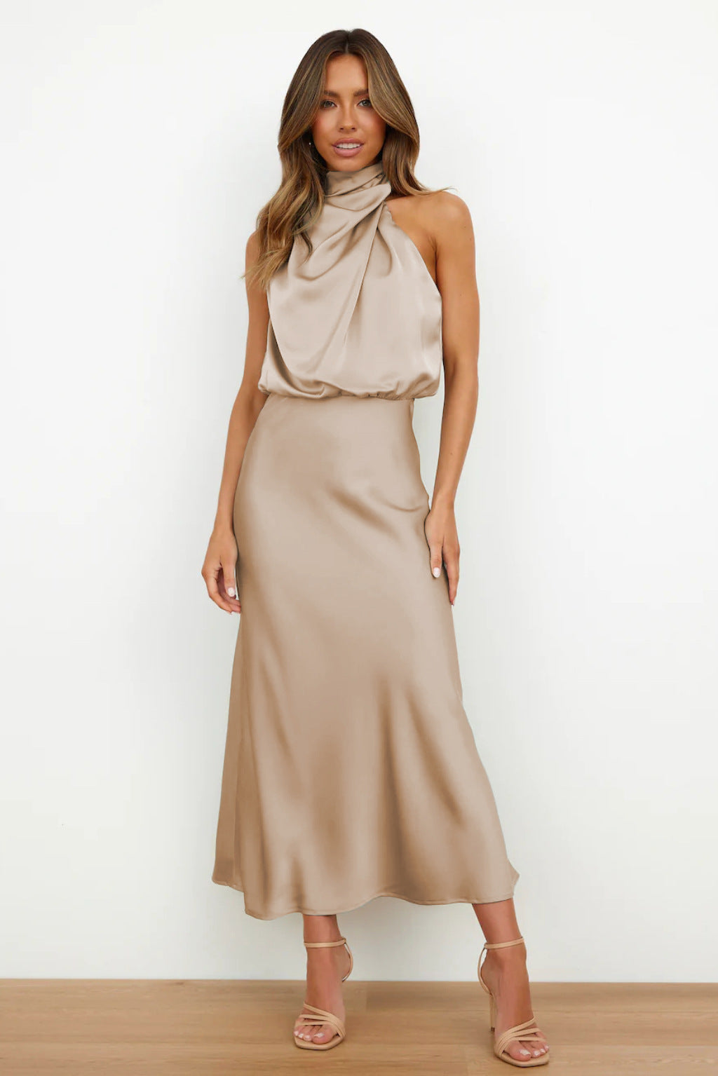 Madison | Satin Halter Maxi Dress