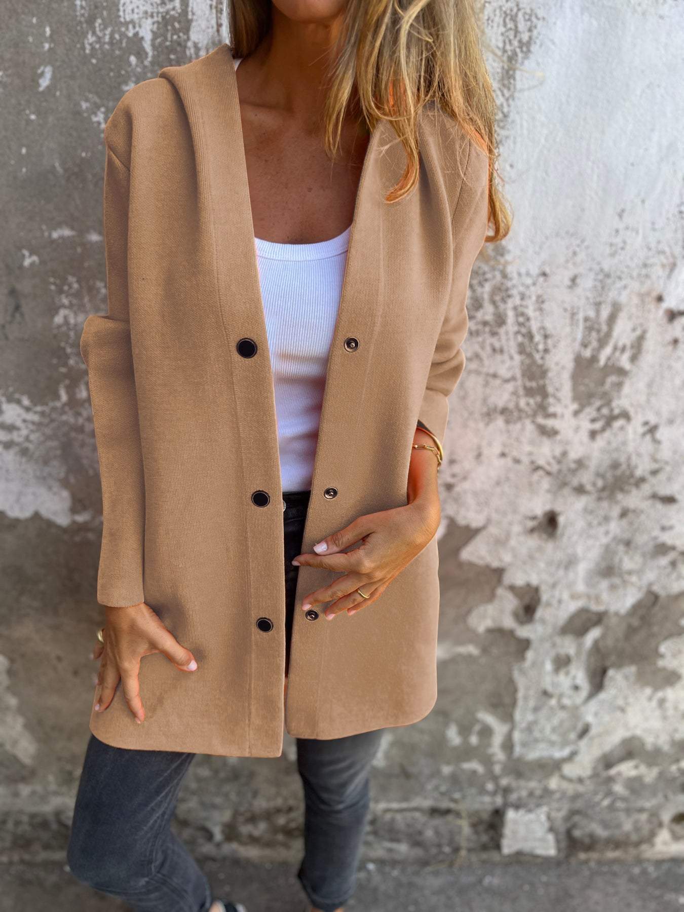 Penelope | Casual Single-Breasted Hooded Jacket